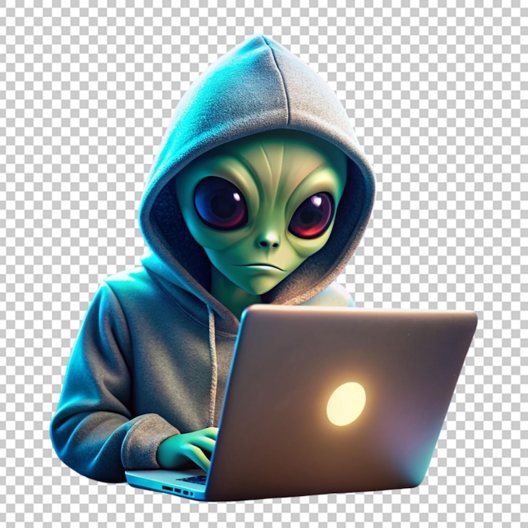 PSD hacker cibernético experto usando una computadora portátil