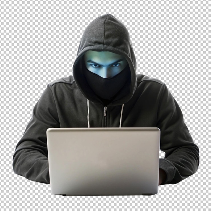 PSD hacker en un fondo transparente