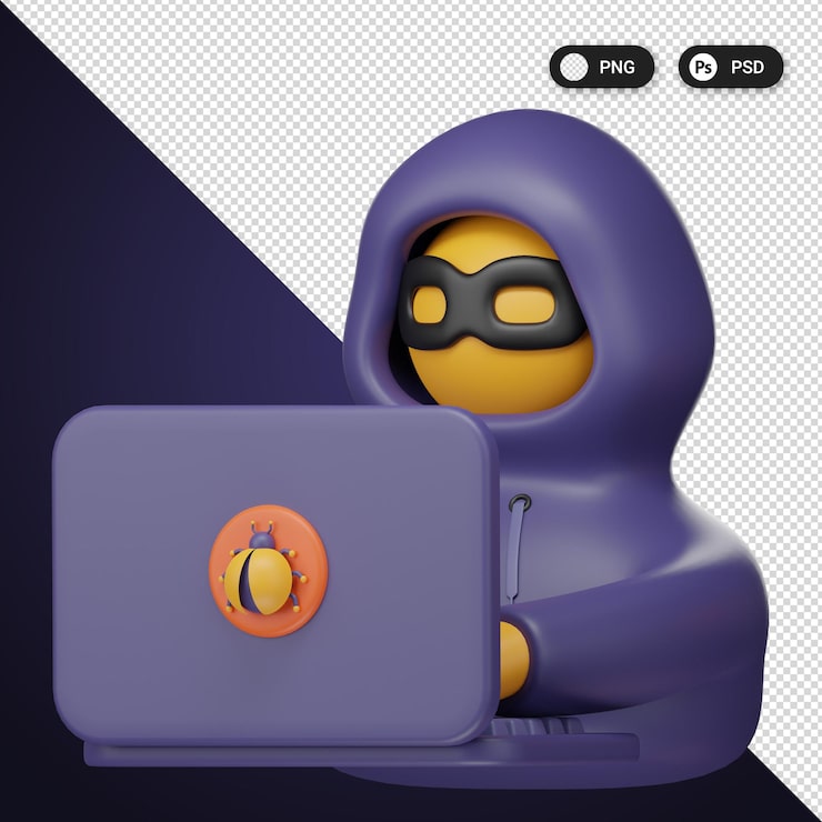 PSD hacker icone di sicurezza informatica set ux ui elementi di web design rendering 3d