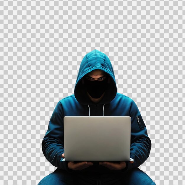 Hacker con una maqueta de portátil