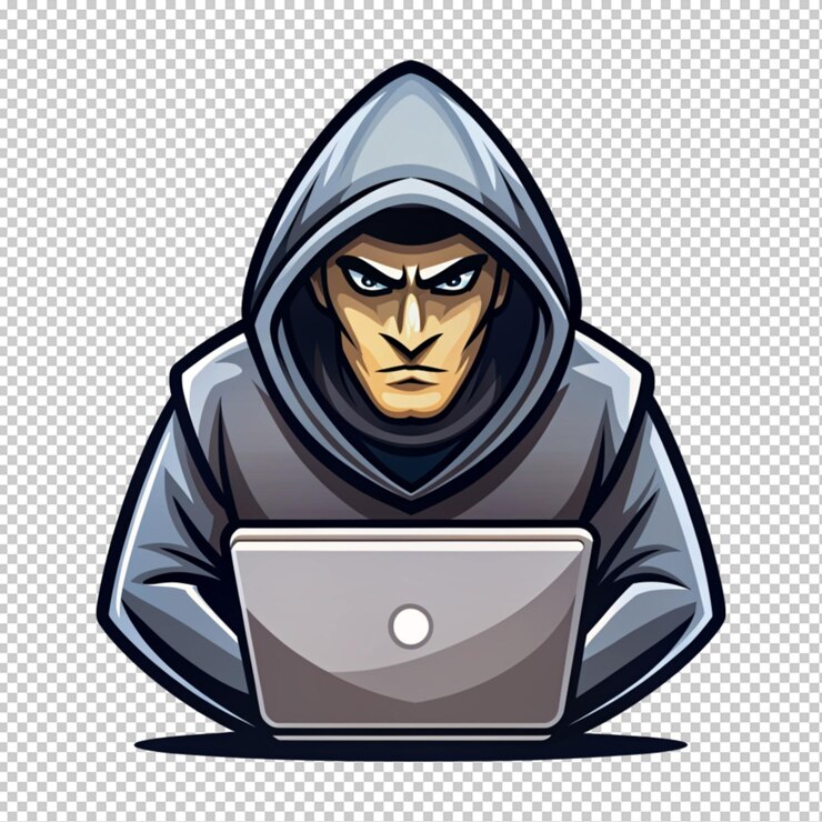 PSD hacker mascot logo on transparent background