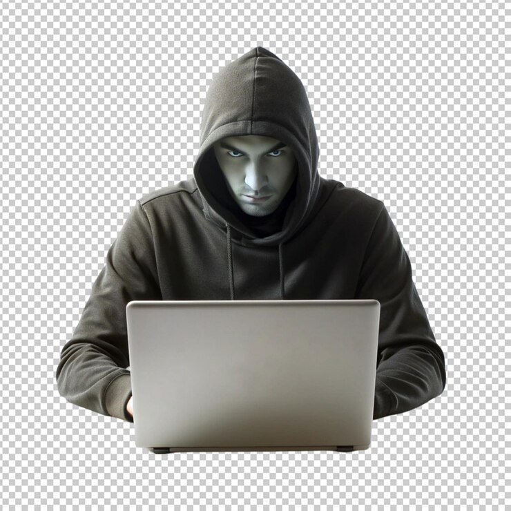 PSD hacker sullo sfondo trasparente
