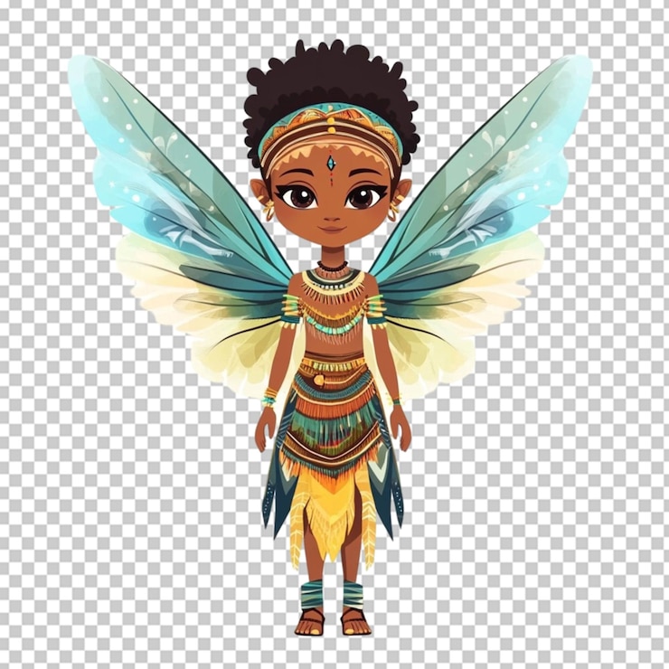 PSD hada africana típica tribu africana tribu en un fondo transparente