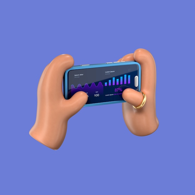 Hände, die ein Smartphone mit Datenvisualisierung halten