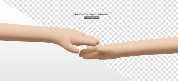 Hände, die finger in 3d-render-cartoon berühren