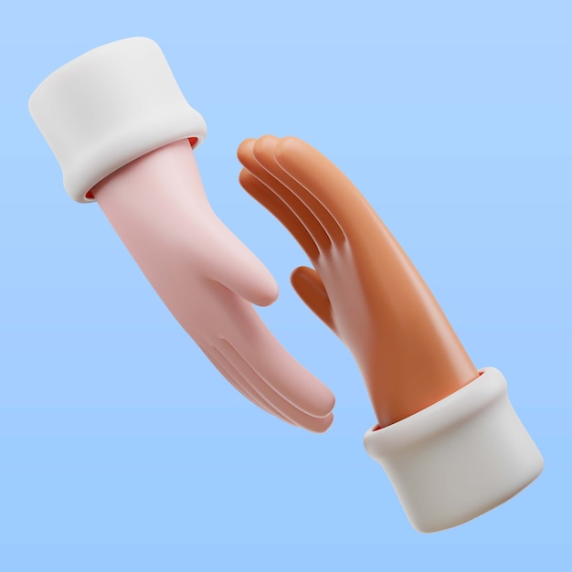 Hände kommen zusammen symbol in 3d-rendering