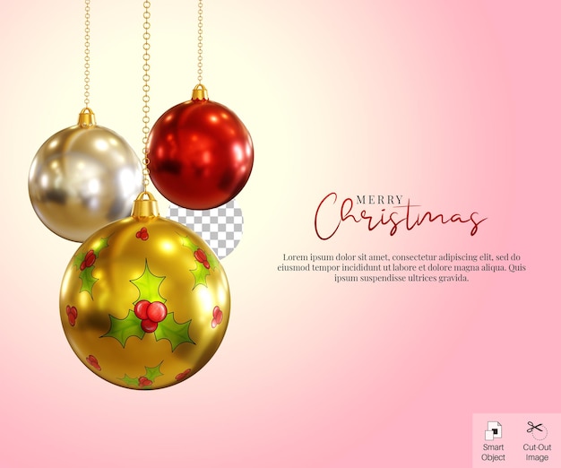 PSD hängende weihnachtslampe 3d-rendering