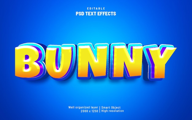 Häschen bunter Cartoon-Texteffekt 3D-Stil