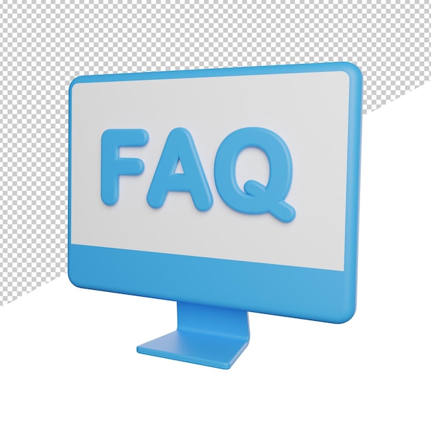 Häufig beantworten frage seitenansicht 3d-rendering-symbol illustration auf transparentem hintergrund