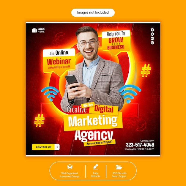 Haga crecer su plantilla de banner de redes sociales empresariales y corporativas