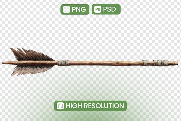Haga una flecha de madera realista con pluma Fletching Un tutorial detallado para descargas de PNG y PSD de alta resolución Perfecto para activos de juego o proyectos artísticos Explore el antiguo arte de hacer flechas