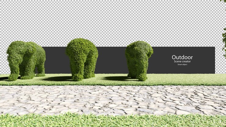 PSD haies de jardin en forme d'éléphant allée de jardin