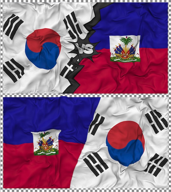 Haití contra Corea del Sur Media bandera combinada con textura en 3D
