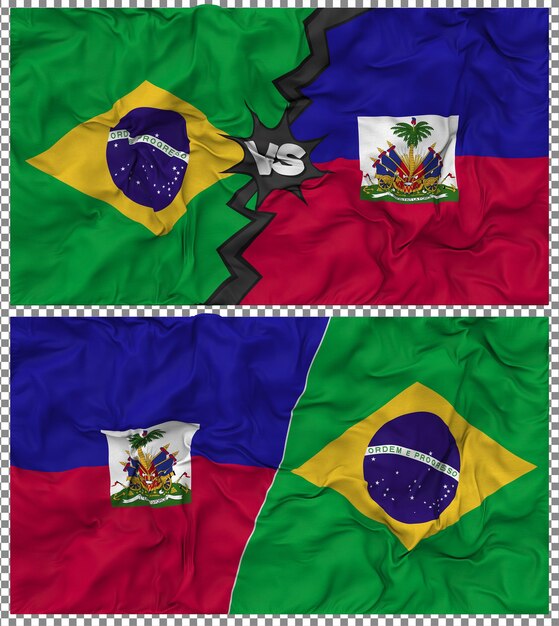 Haïti contre le Brésil Half Combined Flag Cloth Bump Texture Rendering 3D