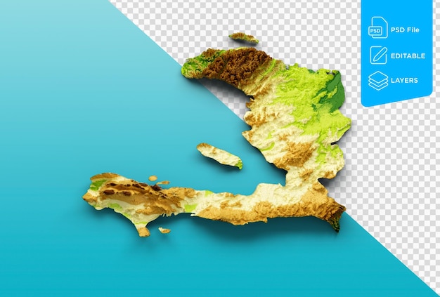 Haiti Mapa Sombreado Relevo Cor Altura Mapa No Mar Azul Fundo 3d Ilustração
