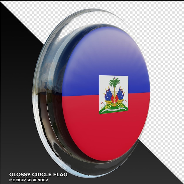 PSD haiti0003 drapeau de cercle brillant texturé 3d réaliste