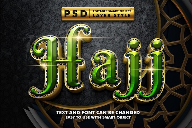 Hajj 3d-texteffekt premium psd