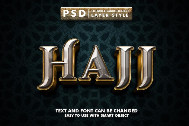 Hajj efecto de texto 3d premium psd