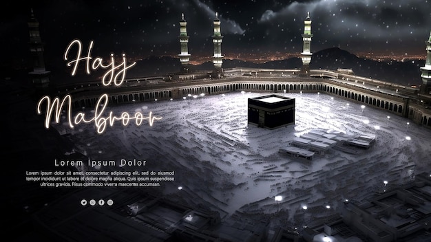 Hajj fundo com imagens de kaaba em meca