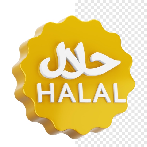 Halal-Logo-Zeichen mit 3D-Symbol