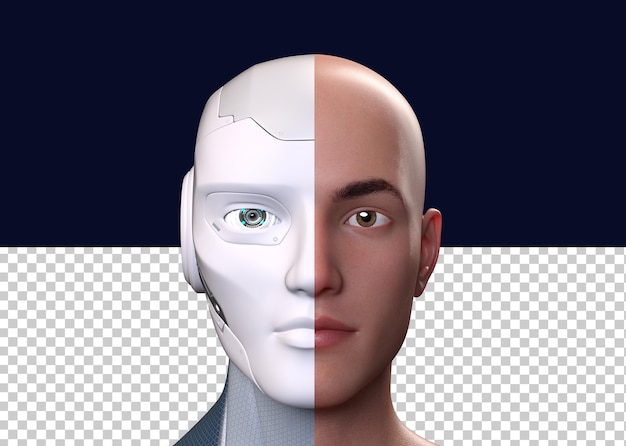 PSD halb humanoider roboter isoliert 3d-rendering