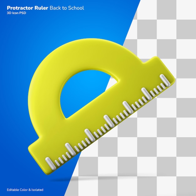 halbe Scheibe Winkelmesser Grad Lineal 3D-Rendering-Symbol editierbar isoliert