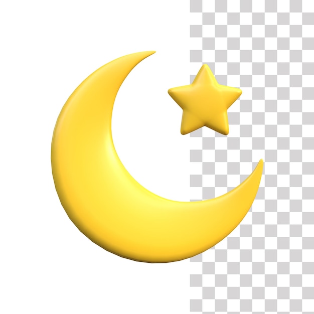 Halbmond und Stern 3D-Symbol