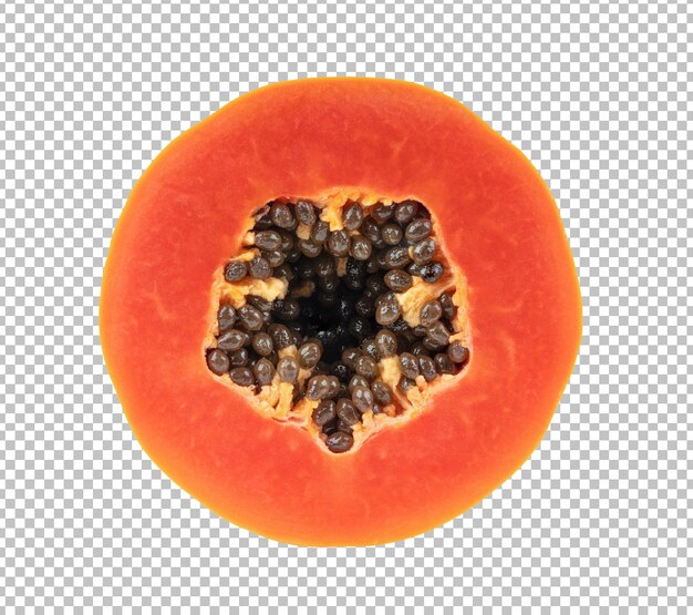 Halbreife papayafrucht isoliert auf alphaschicht
