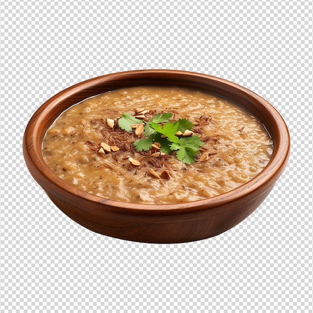 PSD haleem en un cuenco aislado en un fondo transparente png