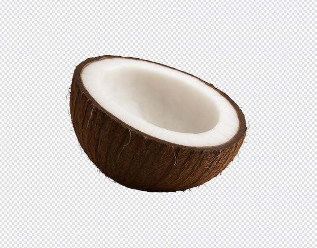 Half of a fresh coconut isolated on transparent background
