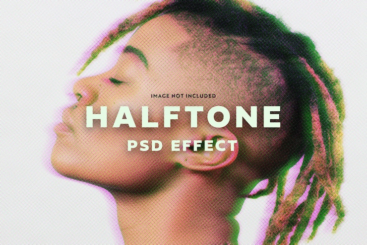 PSD halftone glitch psd photo effect