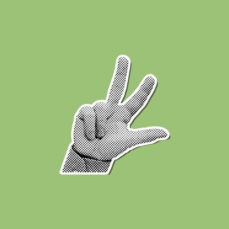 PSD halftone hand gesture sticker