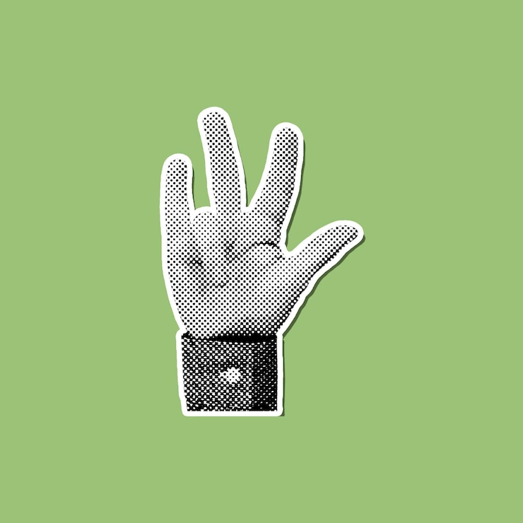 PSD halftone hand gesture sticker