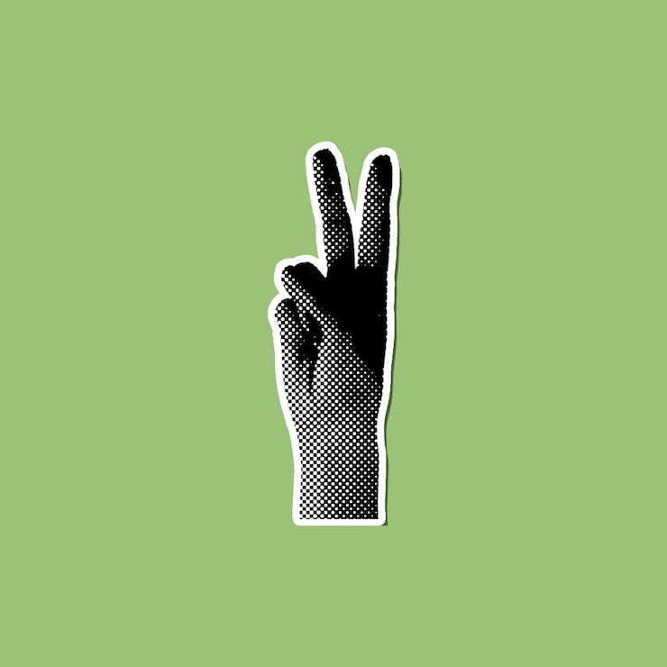 PSD halftone hand gesture sticker