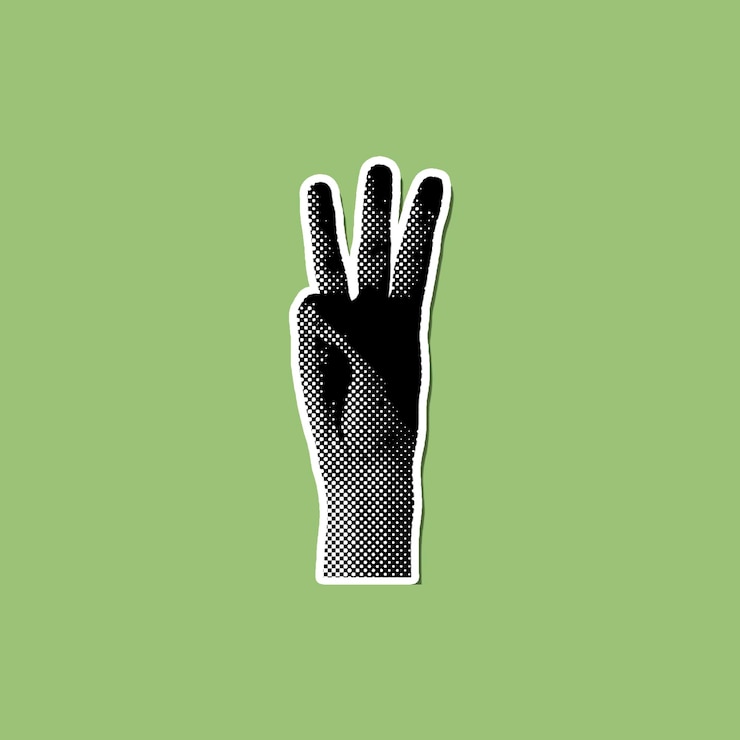 PSD halftone hand gesture sticker