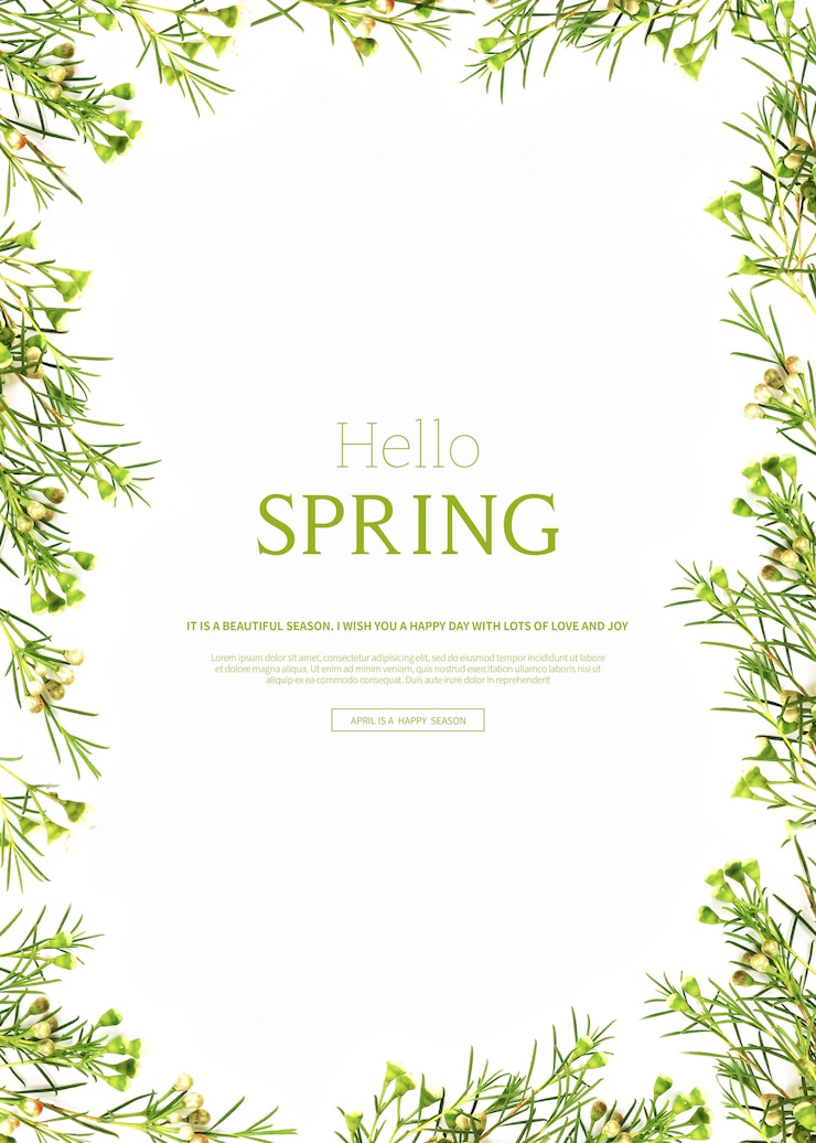 PSD hallo frühling, schöne vertikale kartenschablone mit blumen