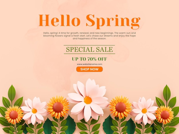 Hallo Frühlings-Blumendesign-Banner-Vorlage