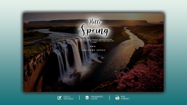 PSD hallo frühlings-grafik- und social-media-design-vorlage