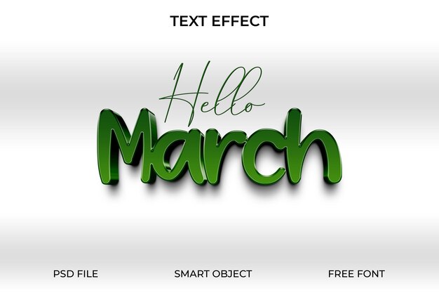 Hallo März Texteffekt Grüner Text-Effekt PSD