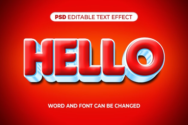 PSD hallo roter texteffekt 3d