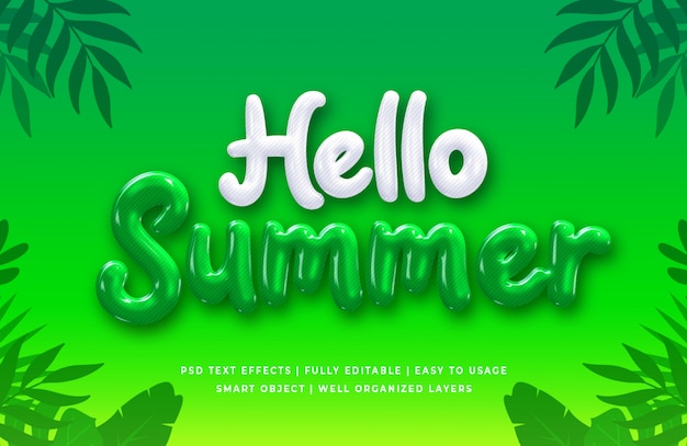 Hallo sommer 3d text style effekt