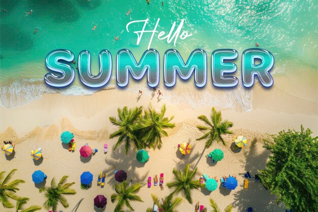 PSD hallo sommer banner vorlage mit foto entspannende luft strand szene sommerferien urlaub vorlage