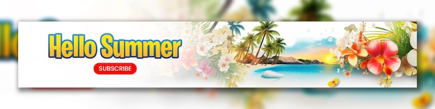 PSD hallo sommer-youtube-banner oder web-banner-vorlage