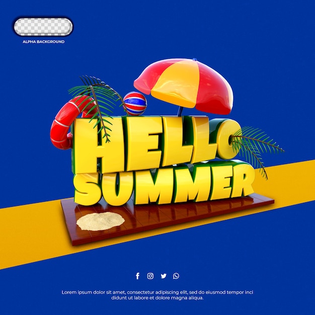 Hallo Sommerkonzept 3D-Rendering