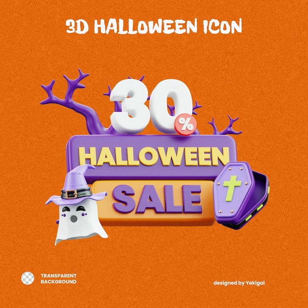 Halloween 30 por cento em 3D Icon de Halloween para uiux web app infográfico etc
