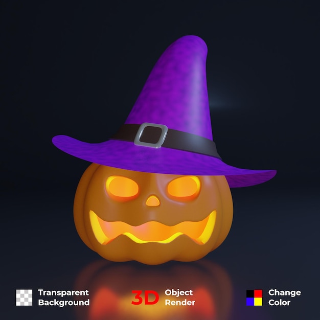 Halloween 3d. Illustration De Conception De Citrouille Facile à Changer De Couleur Fond Transparent Premium Psd