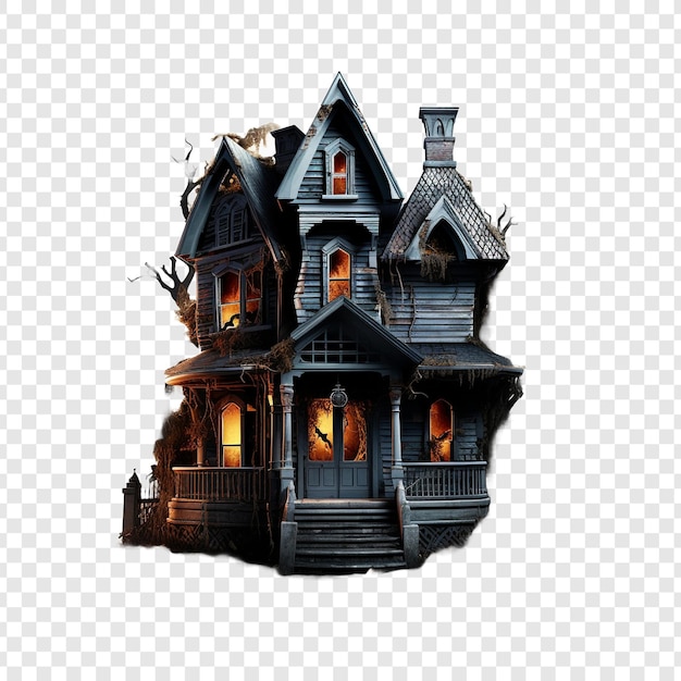 PSD halloween 3d la maison chassée isolée sur un fond transparent