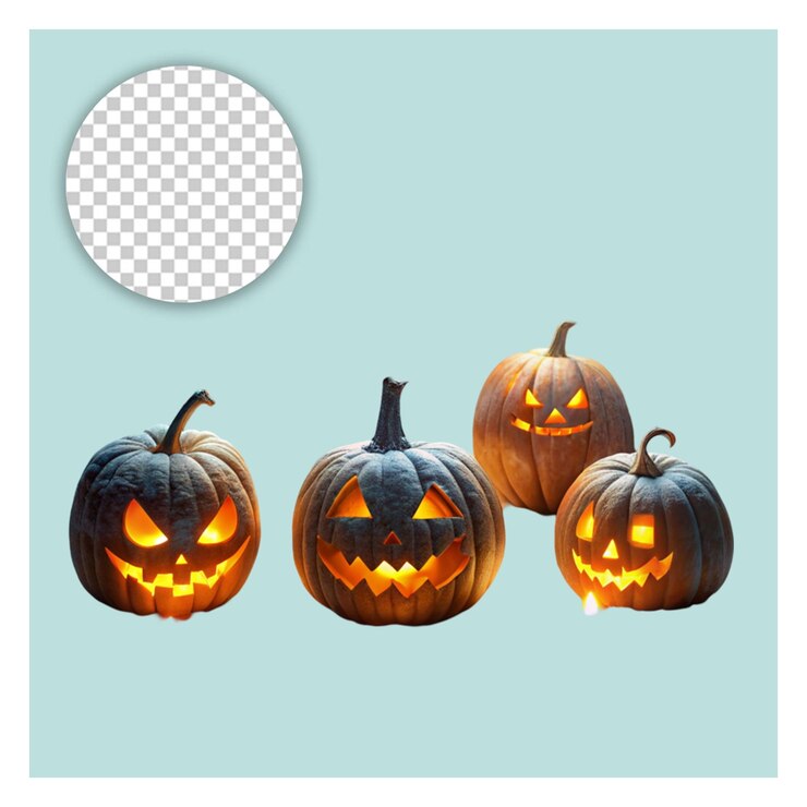 PSD halloween de la calabaza aterradora en un fondo transparente