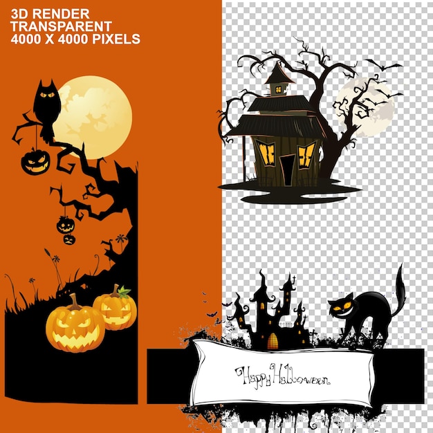 Halloween calabazas y castillo espeluznante en la noche de luna llena y murciélagos volando malvado horror cementerio muerto