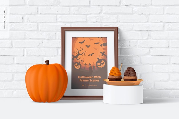 Halloween com quadro de cena maquete, inclinado